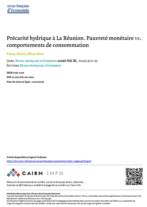 Précarité hydrique à La Réunion. Pauvreté monétaire vs. comportements de consommation